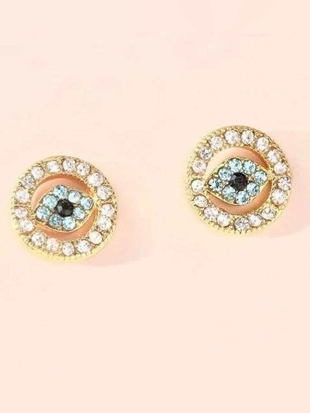 New Dainty Evil Eye Circle Stud Earrings